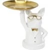 THE HOME DECO FACTORY Vide Poche Déco Bouledogue Serveur Blanc Et Doré -Petit rangement Soldes Magasin 48344108 1