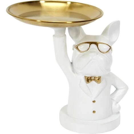 THE HOME DECO FACTORY Vide Poche Déco Bouledogue Serveur Blanc Et Doré 3 THE HOME DECO FACTORY Vide Poche Déco Bouledogue Serveur Blanc Et Doré