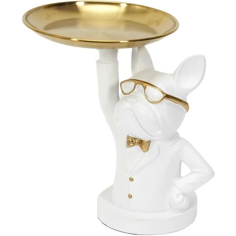 THE HOME DECO FACTORY Vide Poche Déco Bouledogue Serveur Blanc Et Doré 4 THE HOME DECO FACTORY Vide Poche Déco Bouledogue Serveur Blanc Et Doré – Image 2