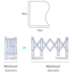 ASUPERMALL Serre-Livres Rétractables En Métal, Support De Livre Télescopique, Réglable De 10,5 Cm à 43 Cm, Blanc - Blanc 10 ASUPERMALL Serre-Livres Rétractables En Métal, Support De Livre Télescopique, Réglable De 10,5 Cm à 43 Cm, Blanc - Blanc -Petit rangement Soldes Magasin 48782691 4
