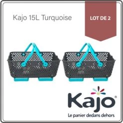Panier - Lot De 2 Paniers Kajo 15L Gris / Turquoise -Petit rangement Soldes Magasin 48889076 3