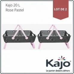 Panier - Lot De 2 Paniers Kajo 20L Gris / Rose Pastel -Petit rangement Soldes Magasin 48889090 3