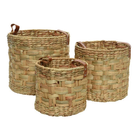 NOSENVIESDECO Lot De 3 Paniers Tressés En Jacinthe D'eau - Nos Envies Déco - Naturel 3 NOSENVIESDECO Lot De 3 Paniers Tressés En Jacinthe D'eau - Nos Envies Déco - Naturel