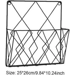 ELLE Montage Mural Porte-revues, Newspaper Bibliothèque Rack De Stockage Paniers En Métal De Fil Noir Décoration Shelf Fichiers Pour Office Salon Chambre -Petit rangement Soldes Magasin 49096752 3