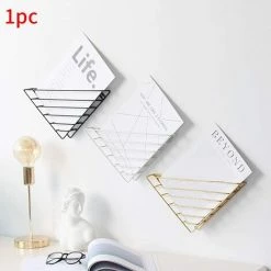 ELLE Porte-revues Mural Bibliothèque Murale Triangulaire Porte-revues Mural Porte-revues Porte-revues Dossier De Rangement (22,5 X 22,5 X 5 Cm, Noir) -Petit rangement Soldes Magasin 49096753 3