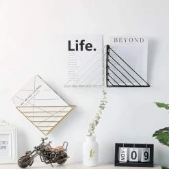 ELLE Porte-revues Mural Bibliothèque Murale Triangulaire Porte-revues Mural Porte-revues Porte-revues Dossier De Rangement (22,5 X 22,5 X 5 Cm, Noir) -Petit rangement Soldes Magasin 49096753 4