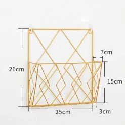 ELLE Porte-revues Mural, Journal, Bibliothèque, étagère De Rangement, Fil De Fer, Panier En Métal, Bureau, Salon, Chambre, étagère Décorative Classeur (or)