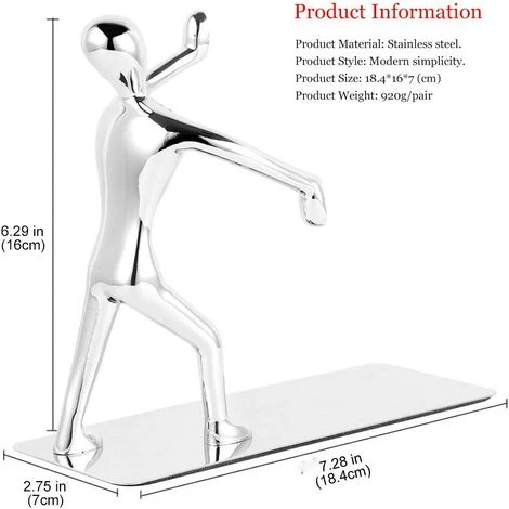 ECHOO Une Paire De Serre-livres De Kung Fu En Acier Inoxydable Robuste, étagères Créatives En Métal Pour La Décoration 4 ECHOO Une Paire De Serre-livres De Kung Fu En Acier Inoxydable Robuste, étagères Créatives En Métal Pour La Décoration â Image 2