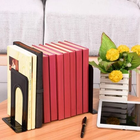 ECHOO 2 Paires D'étagères En Métal Lourd Antidérapantes, Serre-livres Et Serre-livres En Métal Durable 4 ECHOO 2 Paires D'étagères En Métal Lourd Antidérapantes, Serre-livres Et Serre-livres En Métal Durable – Image 2