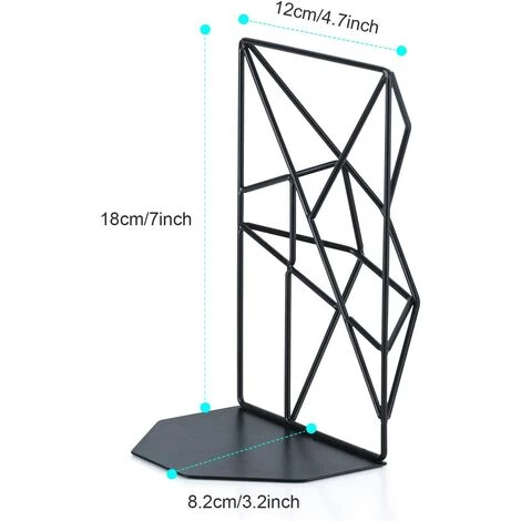 ECHOO 1 Paire De Serre-livres, Serre-livres En Métal Noir Robuste, Séparateurs De Livres Pour étagères, Antidérapant 4 ECHOO 1 Paire De Serre-livres, Serre-livres En Métal Noir Robuste, Séparateurs De Livres Pour étagères, Antidérapant – Image 2