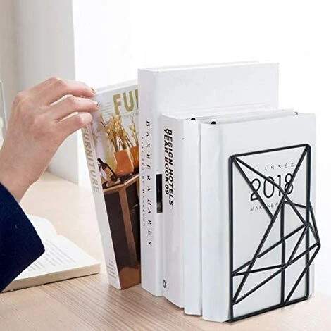 ECHOO 1 Paire De Serre-livres, Serre-livres En Métal Noir Robuste, Séparateurs De Livres Pour étagères, Antidérapant 6 ECHOO 1 Paire De Serre-livres, Serre-livres En Métal Noir Robuste, Séparateurs De Livres Pour étagères, Antidérapant – Image 4