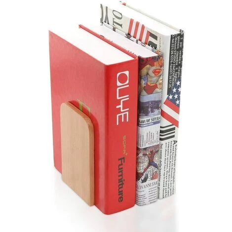 ECHOO 2 Pcs Simple Bois Style Japonais Nature Hêtre Bois Support De Livre Serre-livres Serre-livres Étagère 4 ECHOO 2 Pcs Simple Bois Style Japonais Nature Hêtre Bois Support De Livre Serre-livres Serre-livres Étagère – Image 2