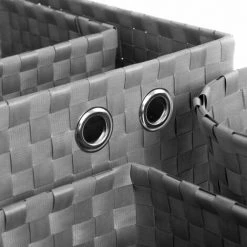 LOLA HOME Lot De 4 Paniers Polypropylène Gris Tressé -Petit rangement Soldes Magasin 49727953 2