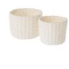 LOLA HOME Lot De 2 Corbeilles à Papier Rondes En Fibre Blanche -Petit rangement Soldes Magasin 49728168 1