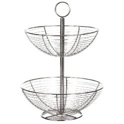 LOLAHOME Corbeille à Fruits En Métal Argenté Ø 29x41 Cm