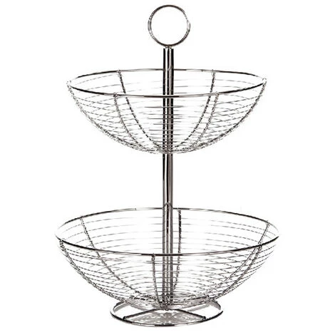 LOLAHOME Corbeille à Fruits En Métal Argenté Ø 29x41 Cm 3 LOLAHOME Corbeille à Fruits En Métal Argenté Ø 29x41 Cm