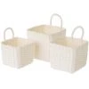 LOLA HOME Lot De 3 Corbeilles à Papier Carrées En Fibre Blanche Avec Anse -Petit rangement Soldes Magasin 49728356 1