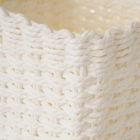 LOLA HOME Lot De 3 Corbeilles à Papier Carrées En Fibre Blanche Avec Anse 4 LOLA HOME Lot De 3 Corbeilles à Papier Carrées En Fibre Blanche Avec Anse – Image 2