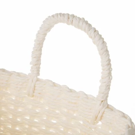 LOLA HOME Lot De 3 Corbeilles à Papier Carrées En Fibre Blanche Avec Anse 5 LOLA HOME Lot De 3 Corbeilles à Papier Carrées En Fibre Blanche Avec Anse – Image 3