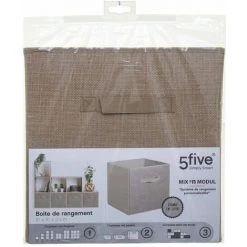 FIVE SIMPLY SMART Lot De 2 Boîtes De Rangement Pliable En Jute - 31 X 31 - Marron - Longueur/Largeur/Hauteur 31cm - Marron -Petit rangement Soldes Magasin 50402358 3
