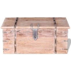VidaXL Ensemble De Deux Coffres De Rangement Bois D'Acacia - Brun -Petit rangement Soldes Magasin 5055547 4