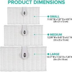 JN.SONGS Lot De 3 Boîtes De Panier De Rangement Avec Couvercle Et Poignée Latérale Boîte De Rangement Panier-Cadeau Pour Cuisine Salon Salle De Bain Bhambre(Blanc) -Petit rangement Soldes Magasin 50600132 5