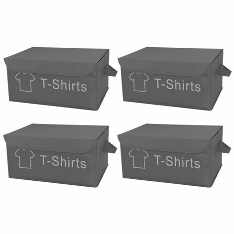 MEUBLETMOI Lot De 4 Boîtes De Rangement Gris Avec Couvercle 100% Nylon - SPACE - Gris 3 MEUBLETMOI Lot De 4 Boîtes De Rangement Gris Avec Couvercle 100% Nylon - SPACE - Gris