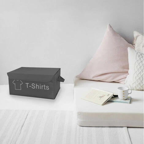 MEUBLETMOI Lot De 4 Boîtes De Rangement Gris Avec Couvercle 100% Nylon - SPACE - Gris 4 MEUBLETMOI Lot De 4 Boîtes De Rangement Gris Avec Couvercle 100% Nylon - SPACE - Gris – Image 2