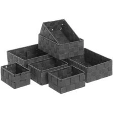 LOLA HOME Lot De 7 Paniers De Rangement En Polypropylène Gris -Petit rangement Soldes Magasin 50679150 2