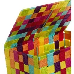 LOLA HOME Lot De 3 Paniers Tressés En Polypropylène Multicolore Avec Couvercle -Petit rangement Soldes Magasin 50686785 3