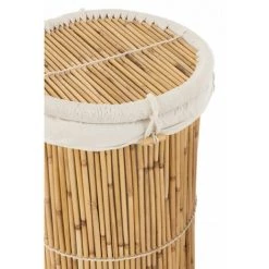 DANSMAMAISON Set De 2 Paniers Cylindre Bambou Naturel/Blanc - L 40 X L 40 X H 72 Cm - Naturel -Petit rangement Soldes Magasin 50716278 3