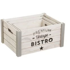 LOLAHOME Lot De 3 Coffres à Jouets En Bois Naturel Gris -Petit rangement Soldes Magasin 50735502 4