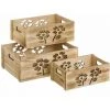 LOLAHOME Lot De 3 Boîtes En Bois De Fleurs Marron -Petit rangement Soldes Magasin 50735507 1