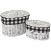 LOLAHOME Lot De 2 Paniers En Osier Et Tissu Vichy Noir Et Blanc