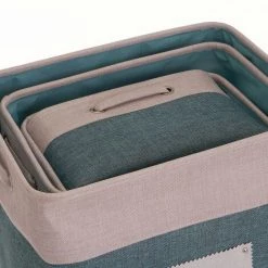 LOLA HOME Lot De 6 Corbeilles En Polyester Aigue-marine Et Corbeilles Avec Anses -Petit rangement Soldes Magasin 50736006 4