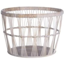 LOLA HOME Lot De 3 Paniers En Rotin Blanc Tressé -Petit rangement Soldes Magasin 50736240 2