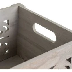 LOLA HOME Lot De 3 Boites En Paulownia Gris Exotique à Usages Multiples 36x26x18 Cm -Petit rangement Soldes Magasin 50736255 3