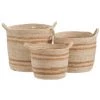 LOLA HOME Lot De 3 Paniers En Fibre Naturelle Tressée Beige Avec Anse -Petit rangement Soldes Magasin 50736258 1