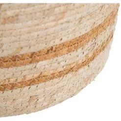 LOLA HOME Lot De 3 Paniers En Fibre Naturelle Tressée Beige Avec Anse -Petit rangement Soldes Magasin 50736258 4