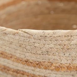 LOLA HOME Lot De 3 Paniers En Fibre Naturelle Tressée Beige Avec Anse -Petit rangement Soldes Magasin 50736258 5