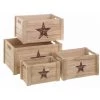 LOLAHOME Lot De 4 Boites En Bois Design Beige Industriel -Petit rangement Soldes Magasin 50736336 1