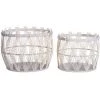 LOLA HOME Lot De 2 Paniers En Rotin Blanc Tressé -Petit rangement Soldes Magasin 50736428 1