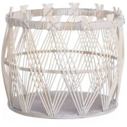 LOLA HOME Lot De 2 Paniers En Rotin Blanc Tressé -Petit rangement Soldes Magasin 50736428 3