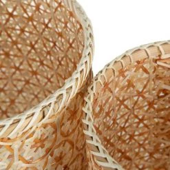 LOLAHOME Lot De 2 Paniers En Bambou Beige Et Naturel Avec Maille Tressée -Petit rangement Soldes Magasin 50736532 5