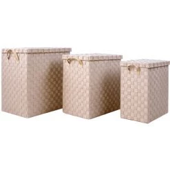 LOLA HOME Lot De 3 Paniers à Linge En Polypropylène Beige