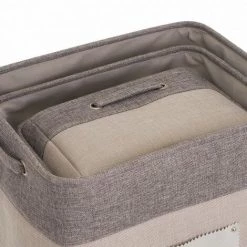 LOLA HOME Lot De 3 Paniers Et 3 Paniers En Polyester Beige Avec Anses -Petit rangement Soldes Magasin 50736627 4