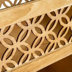 LOLA HOME Lot De 3 Boites Exotiques En Paulownia Naturel Sculpté 36x26x18 Cm -Petit rangement Soldes Magasin 50736742 2