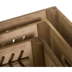 LOLA HOME Lot De 3 Boites à Fruits En Bois Marron -Petit rangement Soldes Magasin 50736784 4