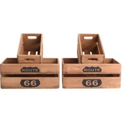 MOBILI REBECCA Rebecca Mobili Lot De 4 Caisses Boites Bois Marron Shabby Vintage 15x35x22 -Petit rangement Soldes Magasin 50897128 3