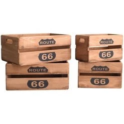 MOBILI REBECCA Rebecca Mobili Lot De 4 Caisses Boites Bois Marron Shabby Vintage 15x35x22 -Petit rangement Soldes Magasin 50897128 4